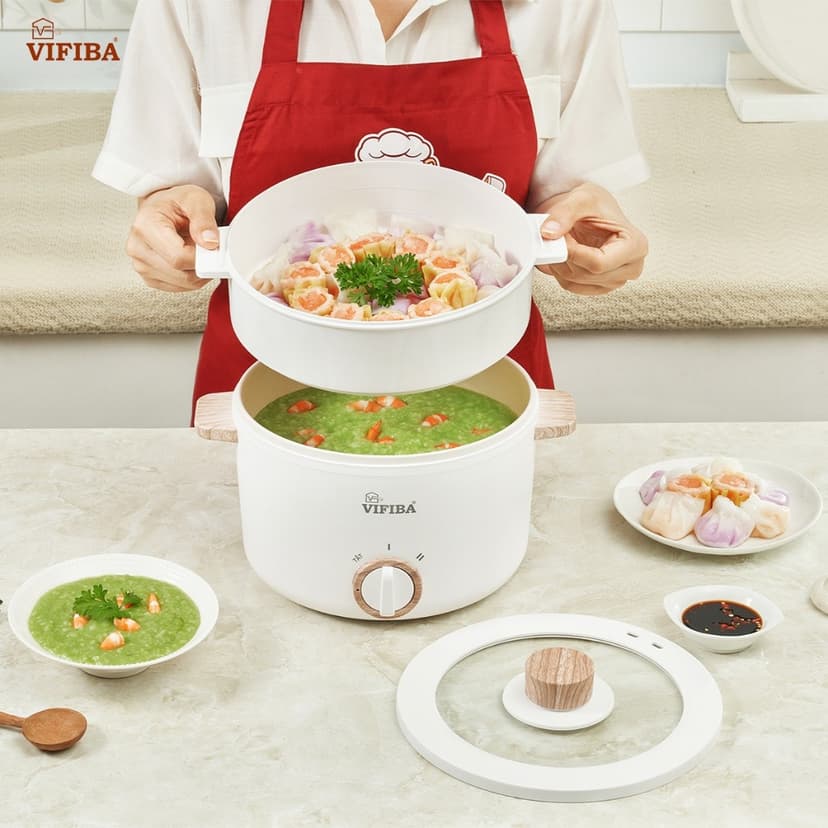 Ảnh Nồi lẩu điện siêu tốc Vifiba chính hãng - nồi điện đa năng - công suất 1000W - dung Tích 3L 3