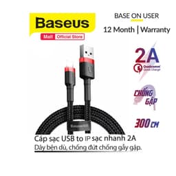 Thumbnail Cáp sạc nhanh, siêu bền Baseus Cafule USB dùng cho 6/7/8/10/11/12/13/14Pro Max dài 1m/2m/3m 2