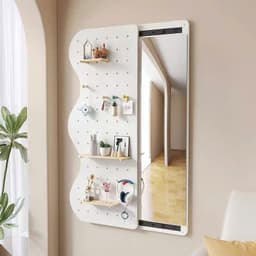 Thumbnail Gương cánh trượt thông minh hình sóng led cảm ứng viền phun cát Vuadecor (tặng kệ và núm gỗ) kích thước 65x120cm 1
