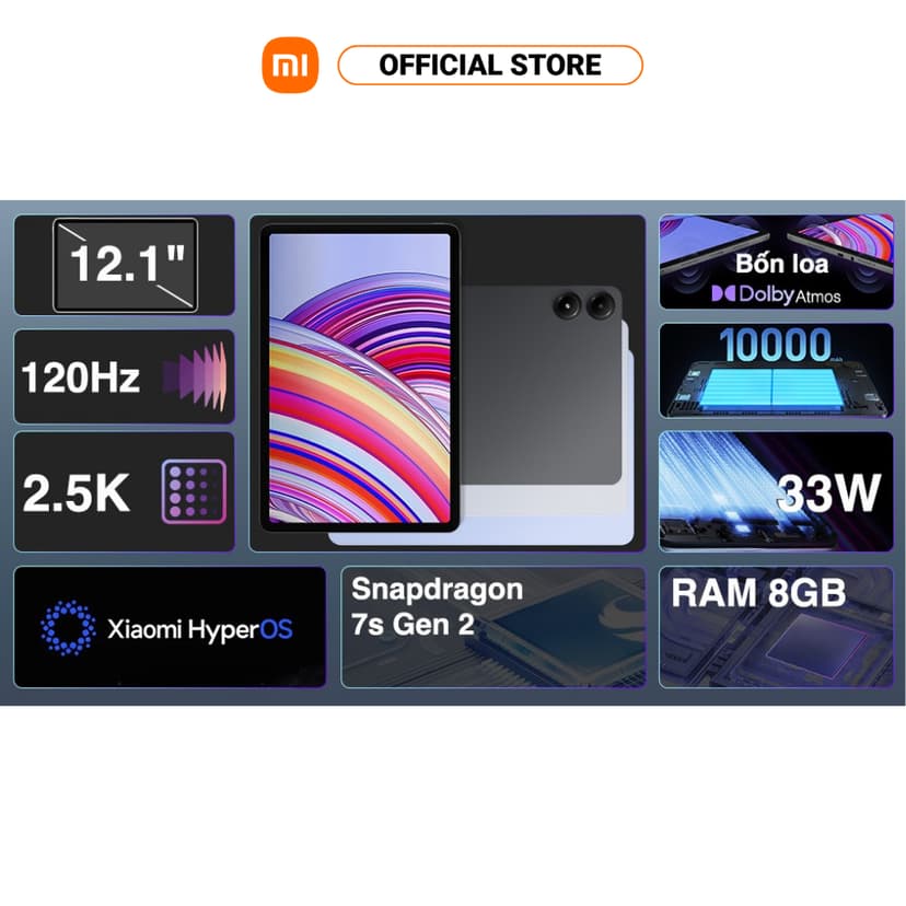 Ảnh Máy tính bảng Redmi Pad Pro (8+128GB) | Màn hình 12,1" 120Hz 2,5K | SD 7sGen2 | Pin 10000mAh 3
