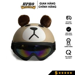Thumbnail Mũ bảo hiểm nửa đầu họa tiết gấu có tai cá tính Sundy Helmet Freeside ( 54-58cm) kèm kính Phi Công UV 4