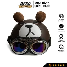 Thumbnail Mũ bảo hiểm nửa đầu họa tiết gấu có tai cá tính Sundy Helmet Freeside ( 54-58cm) kèm kính Phi Công UV 3