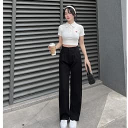 Thumbnail Quần công sở nữ ống suông cạp cao 2 túi chéo EMIX chất tuyết mưa mềm mịn Q3100/P0K30 1