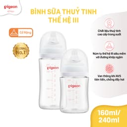 Thumbnail Bình sữa Thuỷ Tinh cổ rộng Pigeon Softouch Baby Friend World 160ml/240ml 1