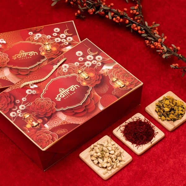 Ảnh Bộ quà tặng tết nhụy hoa nghệ tây Saffron Bahraman 2gr kèm trà hoa 4