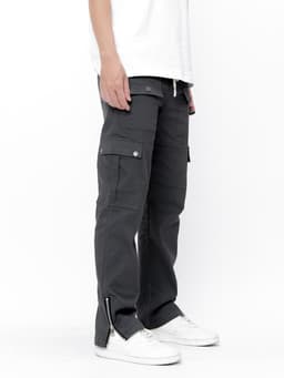 Thumbnail Quần kaki nam túi hộp ống đứng KQSTYLING forn đứng kaki dày dặn phối nhiều túi - Zip - Xám đậm 1