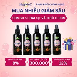 Thumbnail Combo 5 Chai Xịt Xả Vải Dạng Khô HygienC Plus 100ML - Xịt Thơm Quần Áo Lưu Hương Tới 24H 1