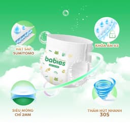 Thumbnail Tã/Bỉm BABIES ORGANIC ECO Siêu Mềm Mịn, Mỏng Thoáng, Lô Hội Ngừa Hăm Bí,Thương Hiệu Bỉm Việt - Size NB/S/M/L/XL/2XL/3XL 4