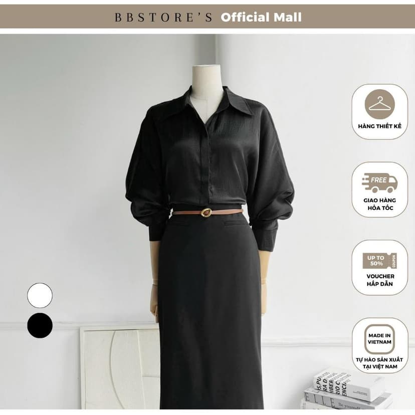 Ảnh BBSTORE’S Áo Sơ Mi Tay Dài Voan Ánh Kim Thanh Lịch - A3608 1