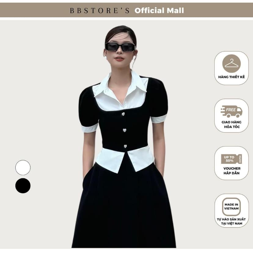 Ảnh BBSTORE’S Áo Kiểu Tay Ngắn Phối Sơ Mi Thanh Lịch - A3773A 1