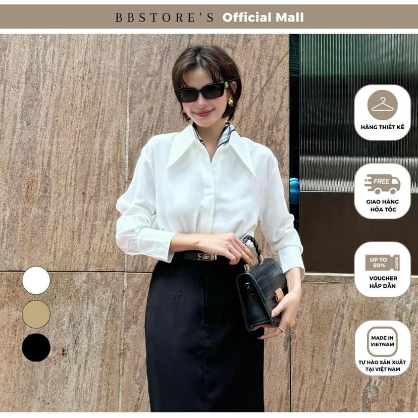 Ảnh BBSTORE'S Áo Sơ Mi Tay Dài Form Rộng Hiện Đại Và Cá Tính - A3665 1
