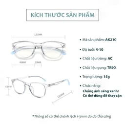 Thumbnail Kính Chống Ánh Sáng Xanh Trẻ Em AORON 4-10 Tuổi Gọng Chống Gãy Cho Bé Và Gái Giảm Mỏi Mắt Khi Dùng Máy Tính AK210 1
