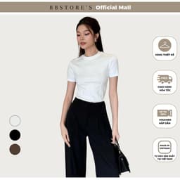 Thumbnail BBSTORE’S Áo Thun Tay Ngắn Cổ Tròn Viền Nổi Tinh Tế - A2203S 1