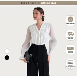 Thumbnail Áo Sơ Mi Tay Dài Cổ V Nhún Bèo BBSTORE'S -A2231 1