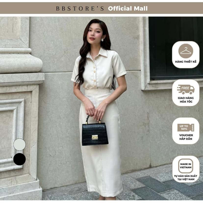 Ảnh BBSTORE’S Set Áo Sơ Mi Phối Chân Váy Suông Dài Thanh Lịch - K3265 1