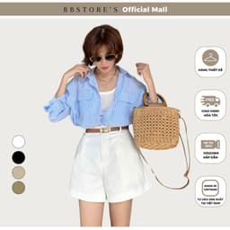 Thumbnail BBSTORE’S Quần Short Kaki Lưng Cao Bản Đỉa Nhỏ Thanh Lịch - Q3117 1