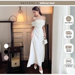 Thumbnail BBSTORE'S Đầm Dự Tiệc Trễ Vai Form Dài Nhún Ngực Kiểu Dáng Trẻ Trung - D746 1