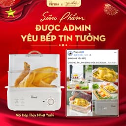 Thumbnail Combo Sức Khỏe & Tiện Ích VIFIBA: 1 Máy Ép Trái Cây 120W, 1 Nồi Hấp Điện 2 Tầng Chính Hãng - Nồi Hấp Hẹn Giờ 1