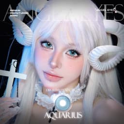 Thumbnail Lens xanh có độ cận 0-8 Aquarius N'Rosa cho mắt thở cao cấp Angel Eyes phân phối, kính giãn tròng xanh có viền 14.5mm 3