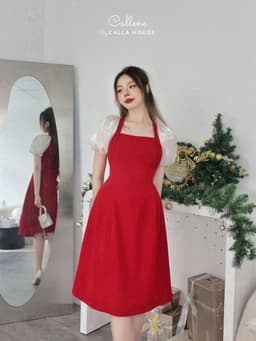 Thumbnail Đầm dự tiệc công sở chít ben tay phồng dáng dài tùng xòe nhẹ sang trọng Callene (CC277) 3