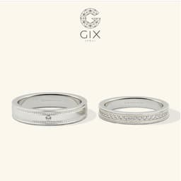 Thumbnail Nhẫn cưới platinum thiết kế đơn giản đẹp đính kim cương thiên nhiên khắc chữ Gix Jewel 2