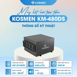 Thumbnail Máy Hút Ẩm Âm Trần Kosmen KM-480DS Công Suất 480 lít/ngày - Hàng Chính Hãng BH 24 Tháng 1