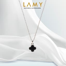 Thumbnail Dây chuyền nữ Lamy CDE Black Onyx Flower Silver Necklace CDE6392SV 1