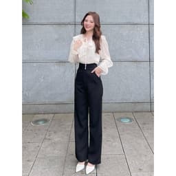 Thumbnail Quần tây ống rộng công sở nữ EMIX dáng dài khoá sườn cạp cao, chất tuyết mưa mềm mịn 030/P0/K34 2