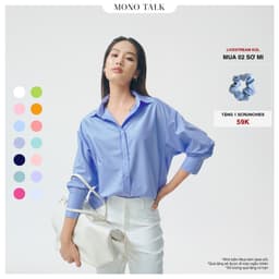 Thumbnail Áo sơ mi oversized (tổng hợp màu) vải poplin hạn chế nhăn, mềm mát T10001FT 1