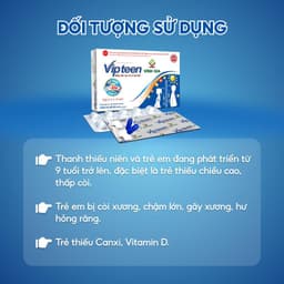 Thumbnail Viên Uống Tăng Chiều Cao Vipteen Vinh Gia, Giúp Thể Lực Tốt Cho Trẻ 9 -18 Tuổi (Hộp/ 20v) 4