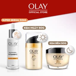 Thumbnail Combo 3: Kem Dưỡng Ẩm Ngày, Đêm OLAY TOTAL EFFECTS + Super Serum OLAY LUMINOUS NIACINAMIDE VITAMIN C (50G X2 + 30ML) 2