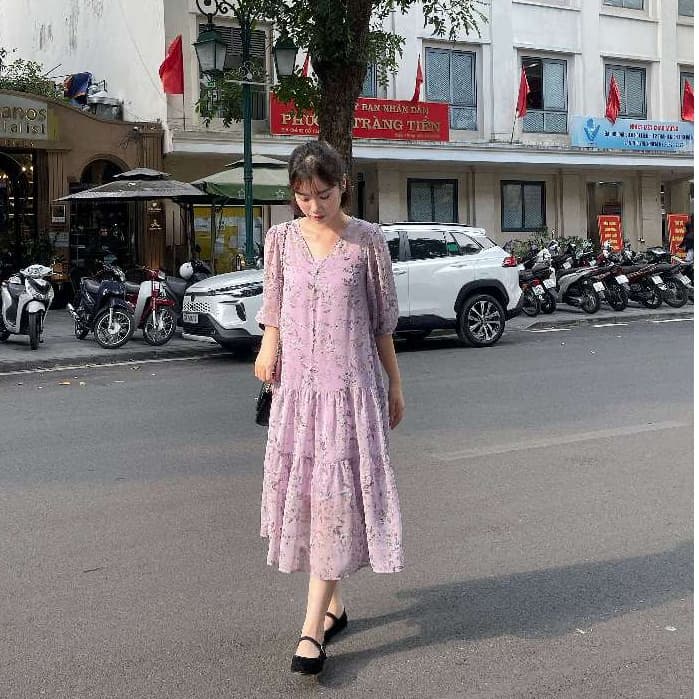 Ảnh De Leah - Đầm Suông Đuôi Cá Cổ V Tay Lỡ - Thời Trang Thiết Kế 3