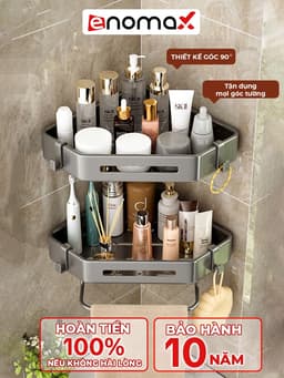 Thumbnail Kệ góc nhà tắm Enomax dán tường, để đồ đa năng tiện lợi, chất liệu Thép Carbon cao cấp, chống gỉ sét 1