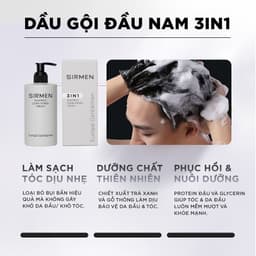 Thumbnail Dầu gội nam 3 in 1 hương nước hoa châu Âu SIRMEN Europe Gentlemen giúp sạch da đầu, tóc chắc khoẻ công nghệ EU-Nano 320g 4