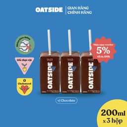 Thumbnail Sữa yến mạch OATSIDE Chocolate vị Sô-cô-la lốc 200ml x 3 - Không lactose, Đậm vị, Làm từ Cacao thật 1