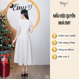 Thumbnail Váy Thiết Kế EMY Thời Trang Cao Cấp V2085 Vải Ren Thun Sang Chảnh Đi Tiệc 3