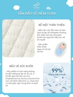 Thumbnail Tấm bảo vệ nệm Goni chống thấm, kích thước 1m x 2m, 1m2 x 2m, 1m4 x 2m, 1m6x 2m, 1m8 x 2m, 2m2 x 2m 3