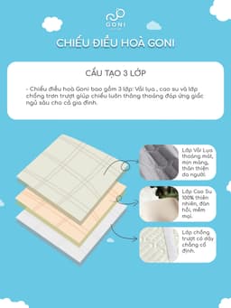 Thumbnail Chiếu điều hoà Goni vải lụa lõi cao su làm mát tự nhiên kèm vỏ gối 1m x 2m, 1m2 x 2m, 1m4 x 2m, 1m6, 1m8 x 2m, 2m2 x 2m 2