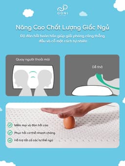 Thumbnail Gối Cao Su Goni Care 40x60cm Đàn Hồi Cao, Kháng Khuẩn, Thoáng Khí, Chống Đau Vai Gáy 2