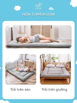 Thumbnail Topper Nệm Bông GONI Kiểu Nhật Phong Cách Tối Giản Êm Ái Gọn Nhẹ 3