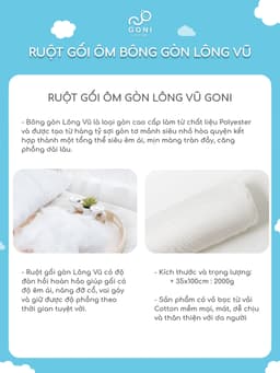 Thumbnail Ruột gối ôm bông gòn GONI trắng tinh khiết, căng phồng êm ái với lượng bông chuẩn hỗ trợ tư thế ngủ thoải mái dễ chịu 3