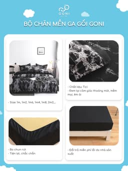 Thumbnail Bộ chăn mền ga gối GONI CHILL họa tiết - Ga drap giường bo chun cao 4-25cm kích thước 1m, 1m2 ,1m4, 1m6, 1m8, 2m2 4