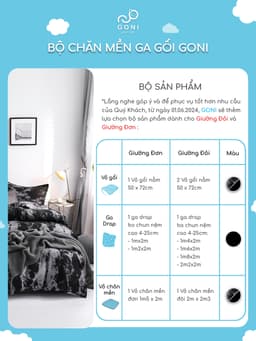 Thumbnail Bộ chăn mền ga gối GONI CHILL họa tiết - Ga drap giường bo chun cao 4-25cm kích thước 1m, 1m2 ,1m4, 1m6, 1m8, 2m2 3