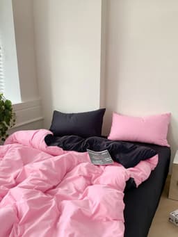 Thumbnail Bộ chăn mền ga gối GONI CHILL màu Black Pink Đen Hồng - Ga drap giường bo chun cao 4-25cm kích thước 1m,1m4,1m6,1m8, 2m2 1