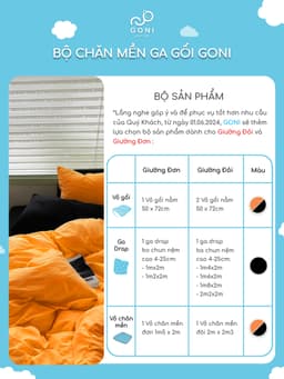 Thumbnail Bộ chăn mền ga gối GONI CHILL màu Cam Đen - Ga drap giường bo chun cao 4-25cm kích thước 1m, 1m2 ,1m4, 1m6, 1m8, 2m2 2