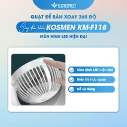 Thumbnail Quạt Mini Để Bàn Kosmen F118 Có Lưới Bảo Vệ , Dung Lượng Pin Khủng, Xoay 360 Độ - Hàng Chính Hãng 1