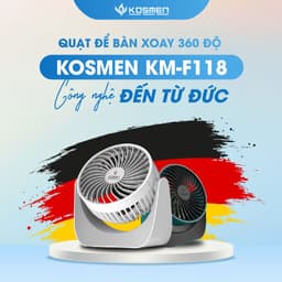 Thumbnail Quạt Mini Để Bàn Kosmen F118 Có Lưới Bảo Vệ , Dung Lượng Pin Khủng, Xoay 360 Độ - Hàng Chính Hãng 2