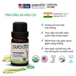 Thumbnail Tinh dầu Sả Chanh hữu cơ nguyên chất PURA D’OR Therapeutic Grade Lemongrass Essential Oil 10ml 1