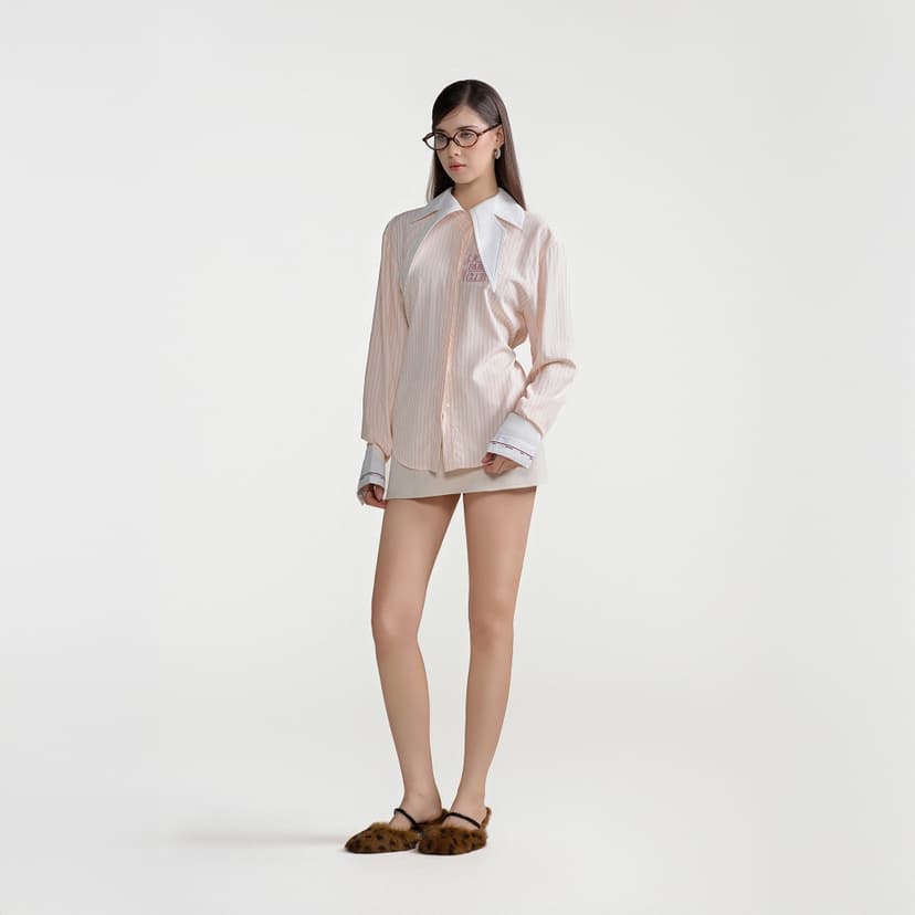 Ảnh Dear José - Áo sơ mi cổ cánh bướm sọc cam Fairy Club 2