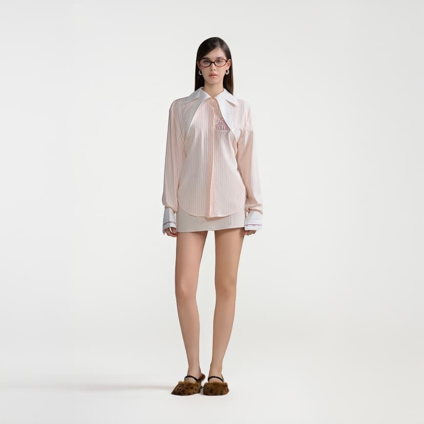 Ảnh Dear José - Áo sơ mi cổ cánh bướm sọc cam Fairy Club 1